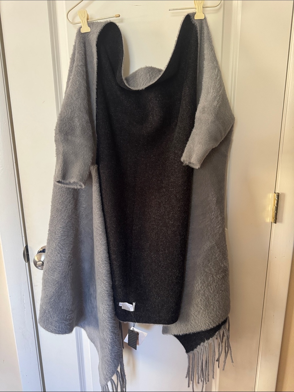 Crosstree lane‎ NWT gray cabincore poncho drop sleeve heavy/warm soft throw